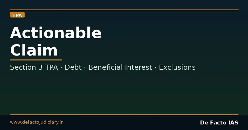 'Actionable Claim' Under Section 3 TPA: Debt, Beneficial Interest in Movable Property, and the Excluded Categories