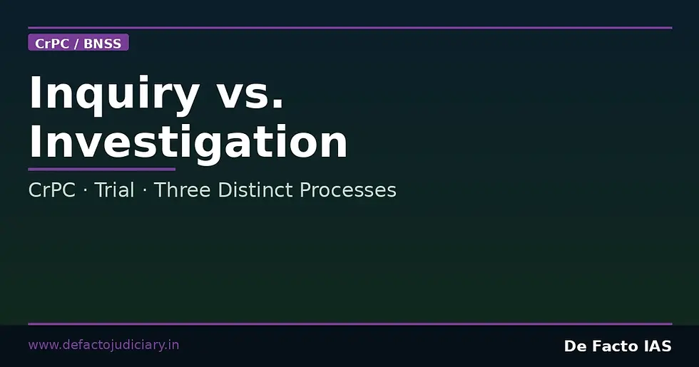 Inquiry vs. Investigation vs. Trial Under CrPC: Three Distinct Processes, and Why Confusing Them Vitiates Proceedings