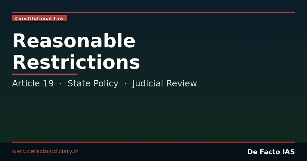 Reasonable Restrictions Under Article 19: Why Changing State Policy Is a Constitutionally Valid Consideration