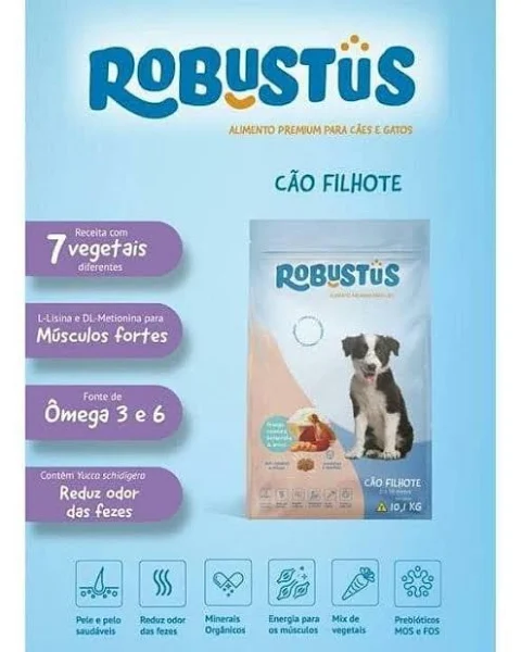 Ração Cães Filhotes Robustus 10,1kgs