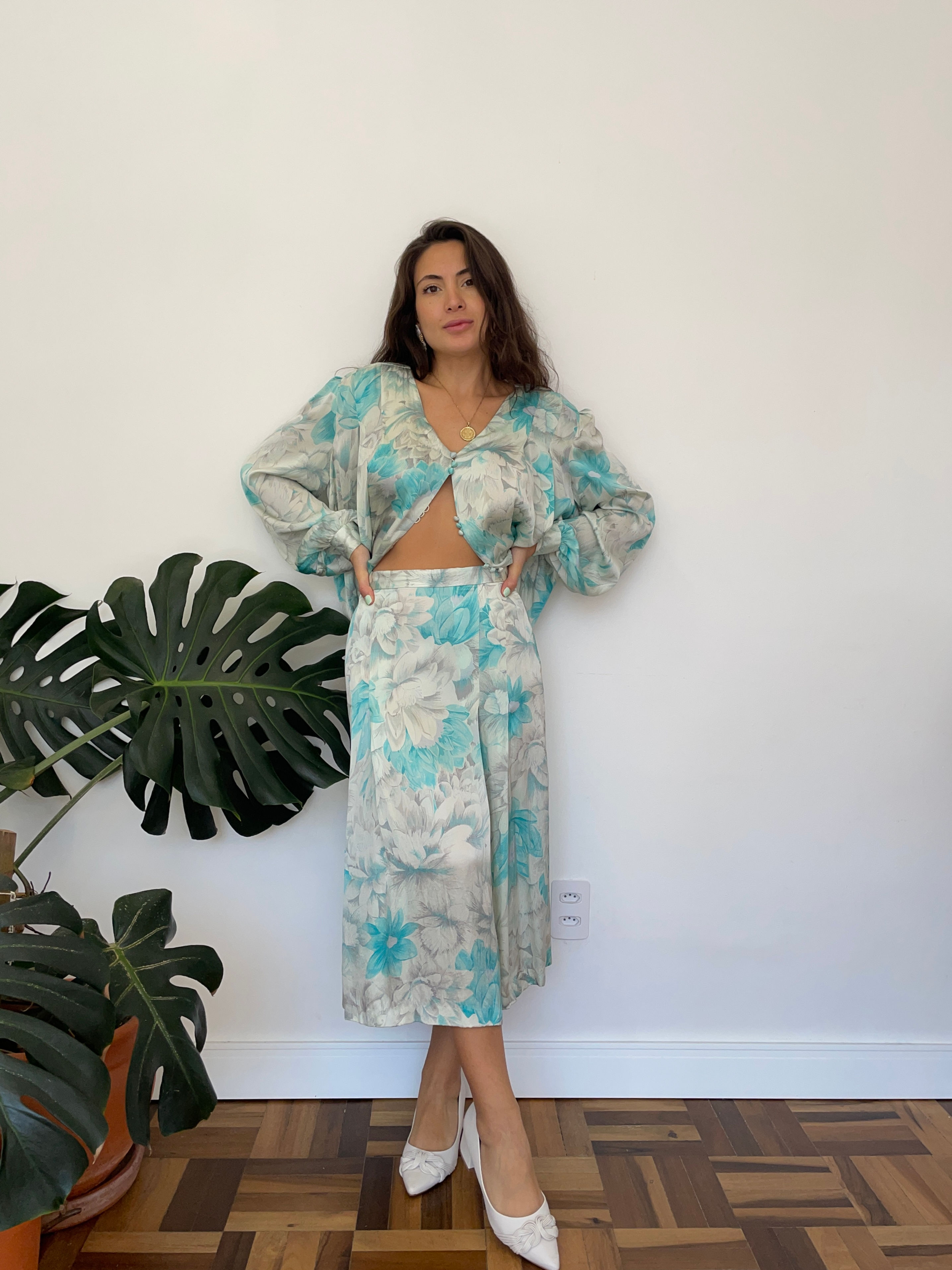 Conjunto do Ruy em seda pura vintage