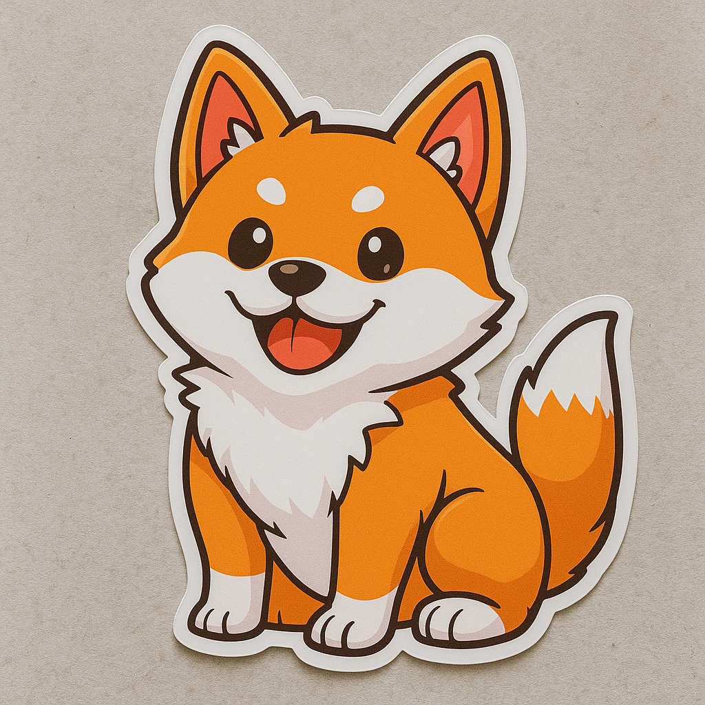 "Cheeky Pup" ā Happy Orange Dog Sticker