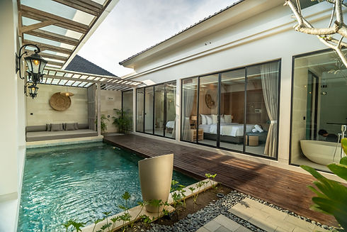 Pool-side view by Deneva Villa and Spa