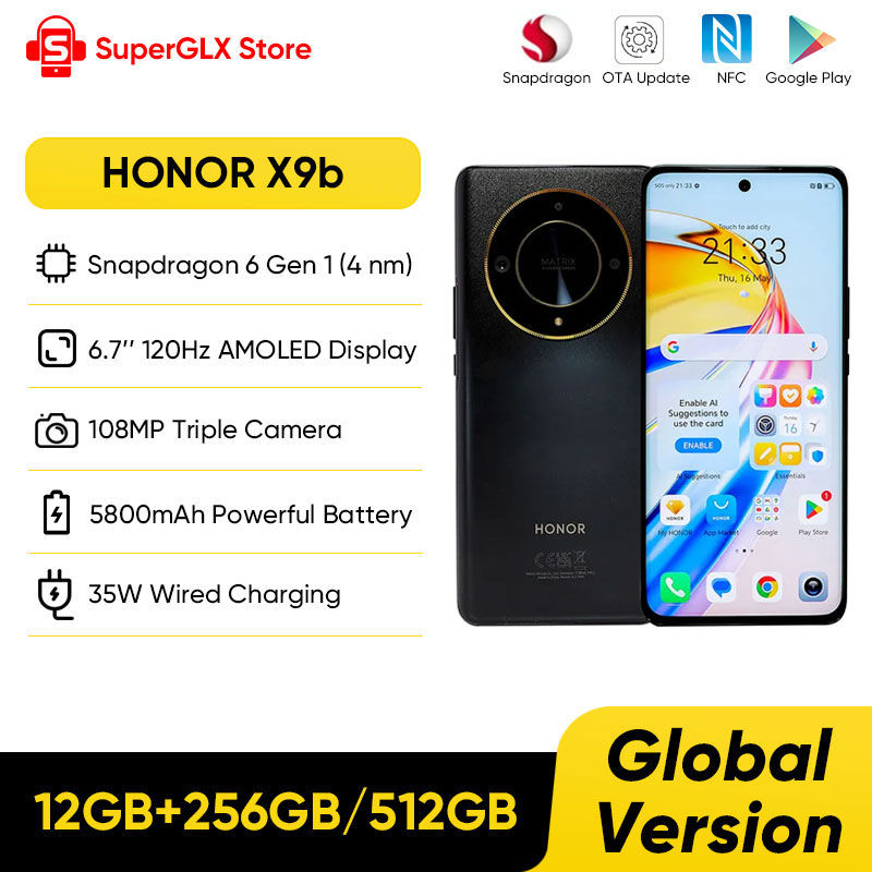 Global Version HONOR X9b 5G Smartphone 6.78" Anti-Drop 120Hz Display 108MP Tripl