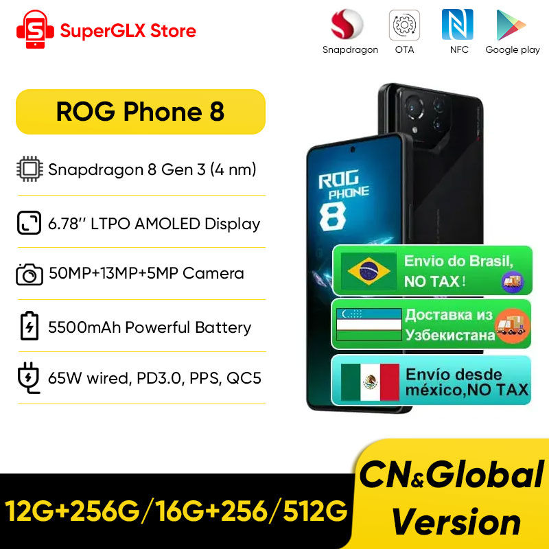 Global ROM/Version ROG Phone 8 & 8 Pro Snapdragon 8 Gen 3 5G Gaming Phone 6.78''