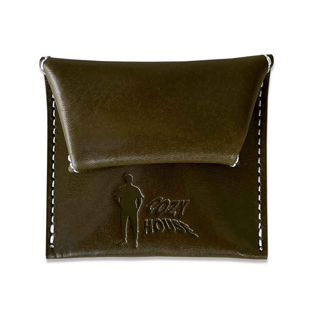 COZYHOUSETOKYO VEGETABLE TANNED LEATHER COIN CASE GREEN TEA / WHITE