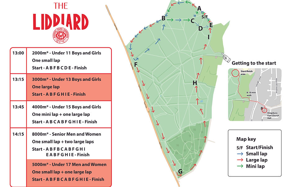Liddiard Course Map and race times