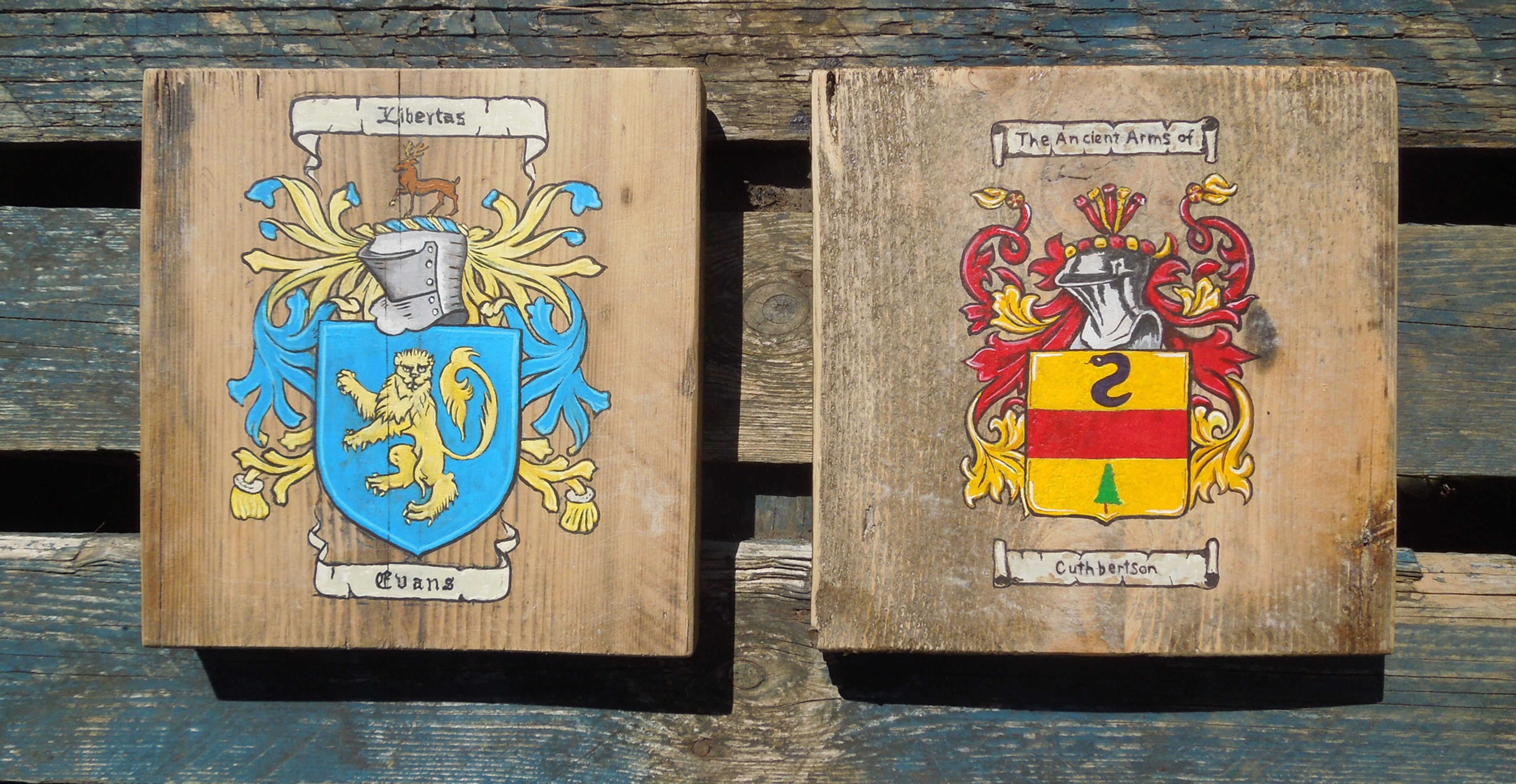 Family crest on scaffold board