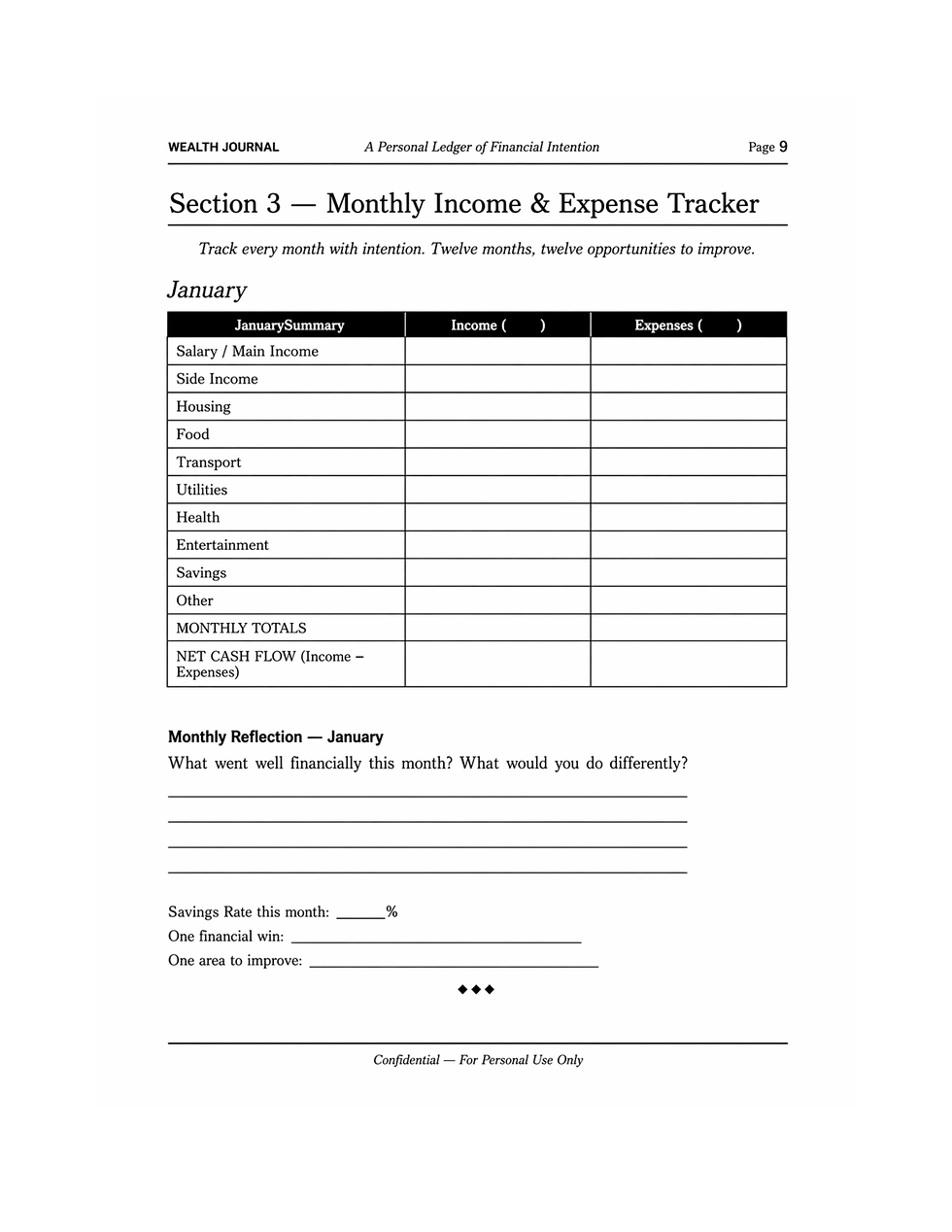 Thumbnail: Wealth Journal. Black and White. Paperback