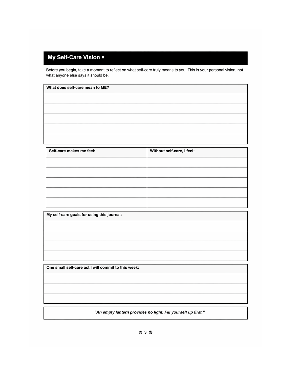 Thumbnail: My Self-Care Journal. Black & White. Paperback