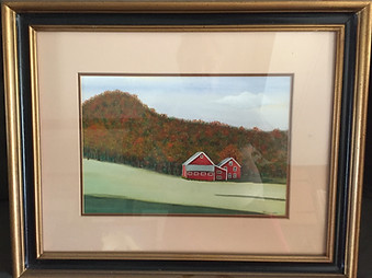 Red Ban Farmhouse Painting
