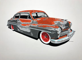 50 Mercury petina hot rod art cartoon painting