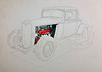 Step 2, unfinished painting of 33 Chevy by Dan Wildes