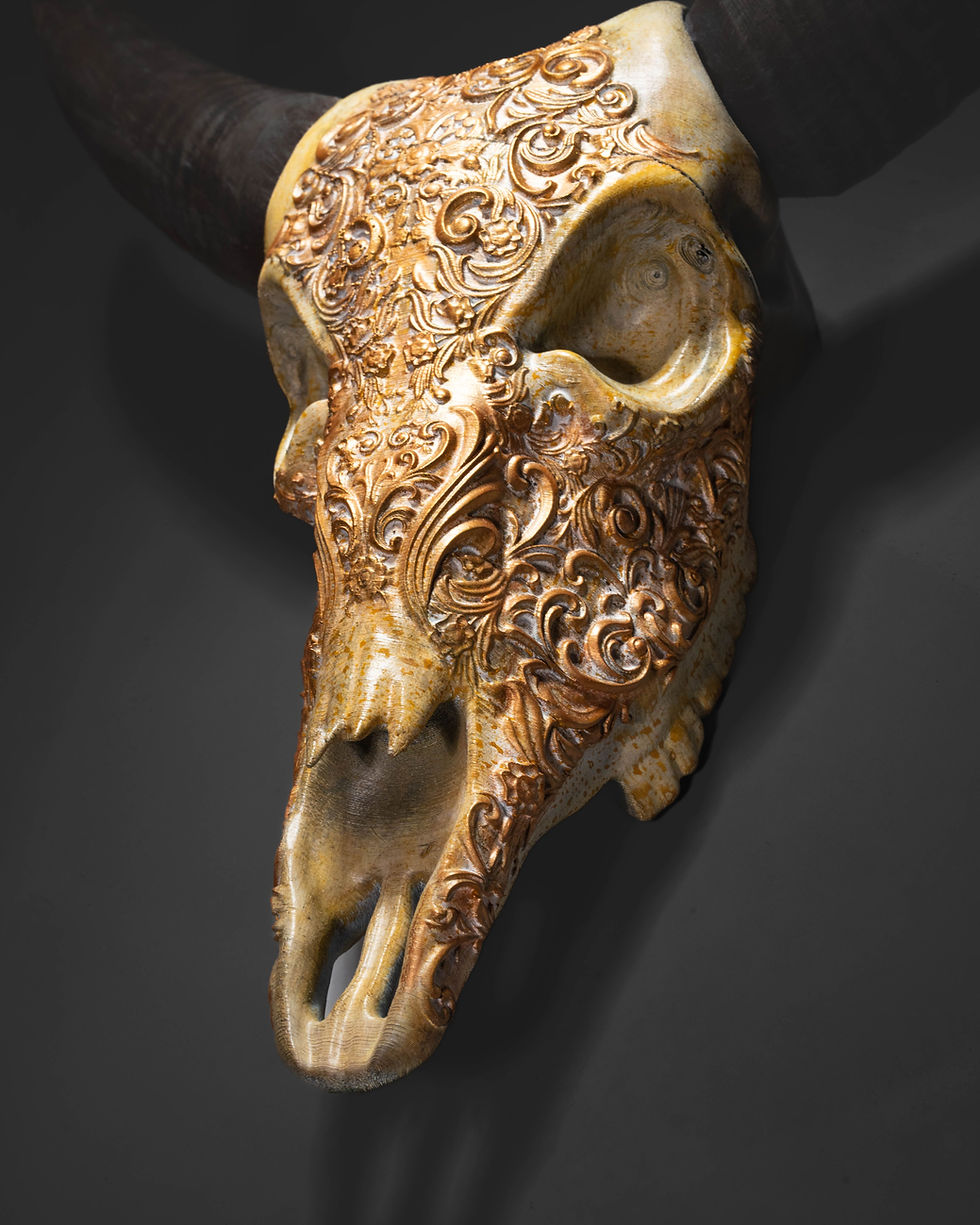 Küçük resim: Süslü Boynuzlu Dekoratif Bufalo Kafatası Duvar Dekorasyon Duvar Dekoratif Obje 1