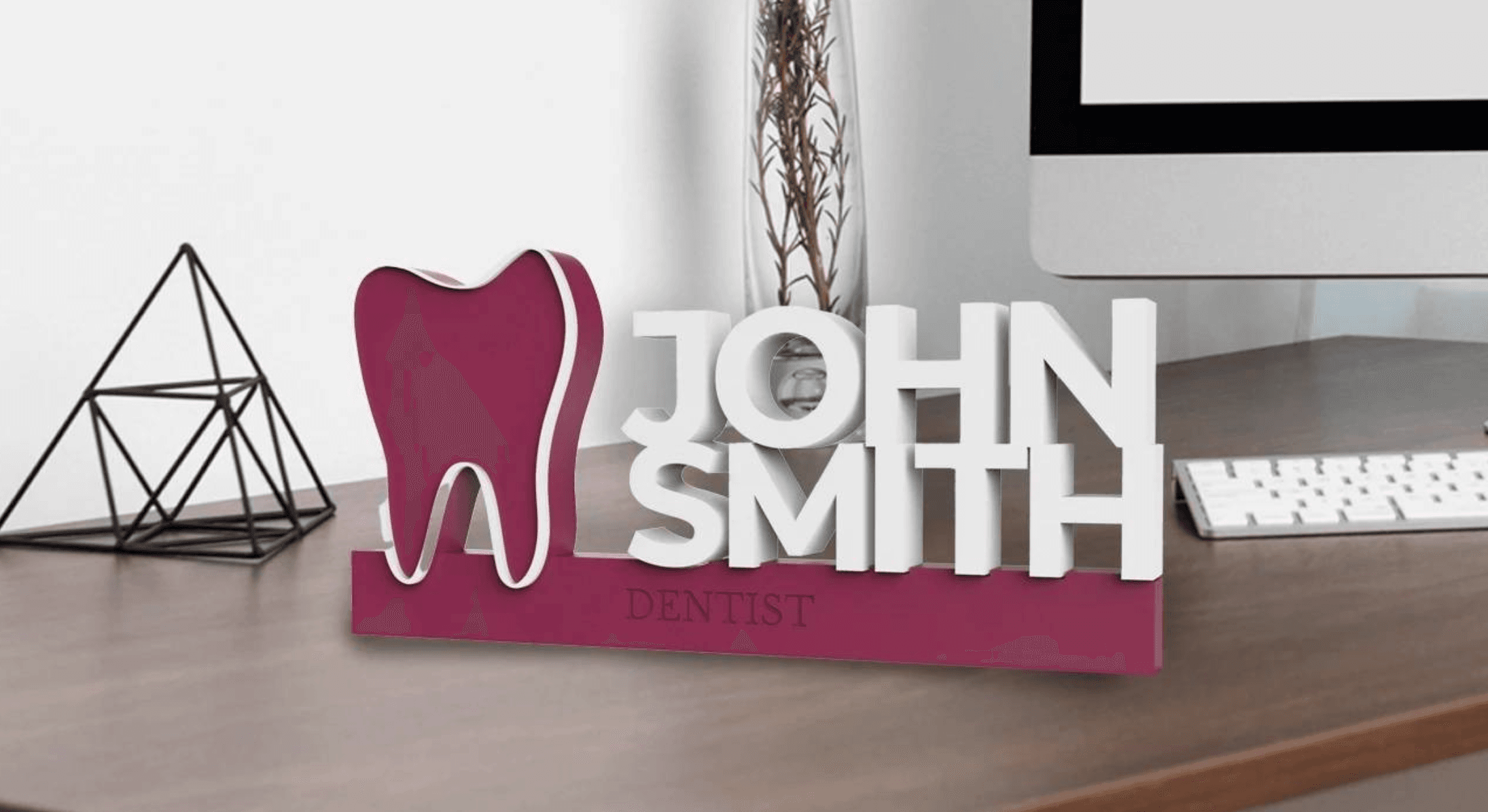 İsme Özel 3 Boyutlu Dişçi Diş Hekimi Masa İsimliği Dişçi İsimlik Diş Doktoru