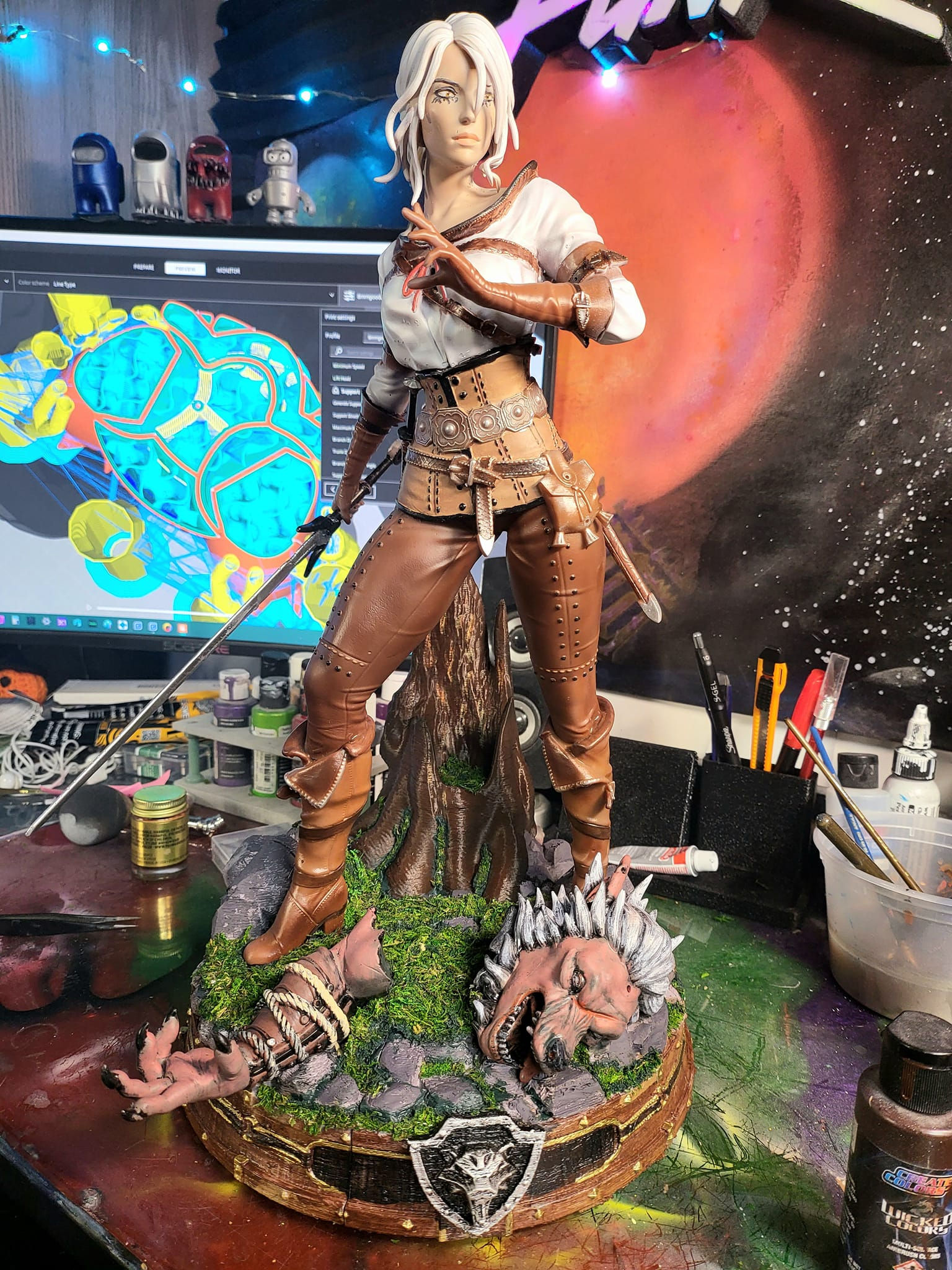 The Witcher Ciri Boyalı Figür Ciri Figür Büyük Boy 20CM