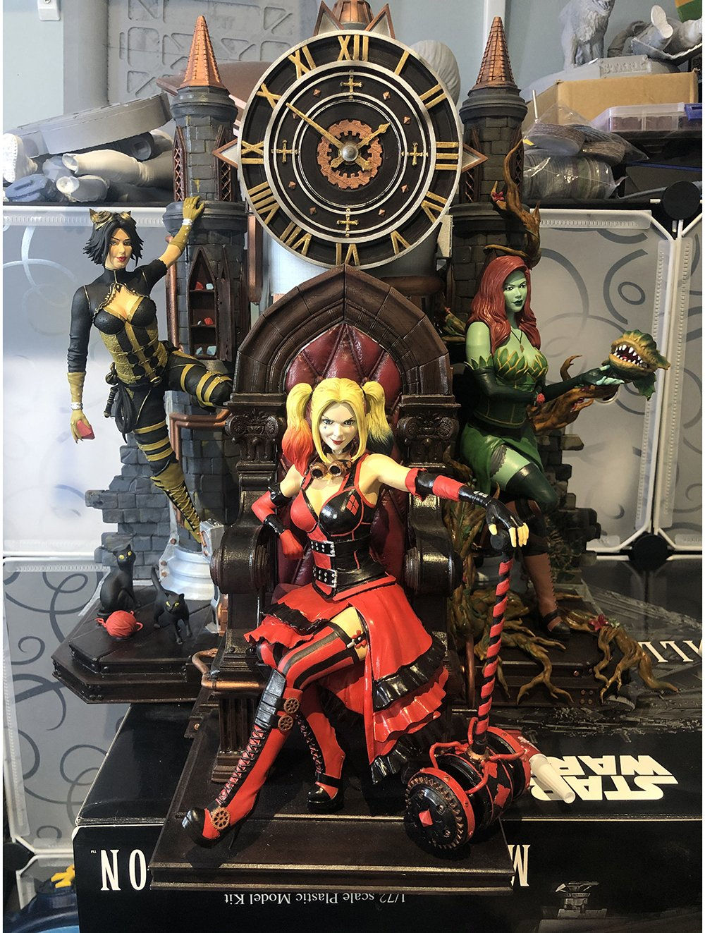 Steampunk Gotham City Harley Quinn Poison Ivy Catwoman Obje Büyük Boy 25CM