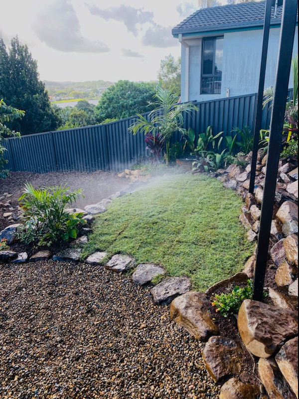 goldcoast landscape design turf garden edging pebbles tropical plants transformation 11.jp
