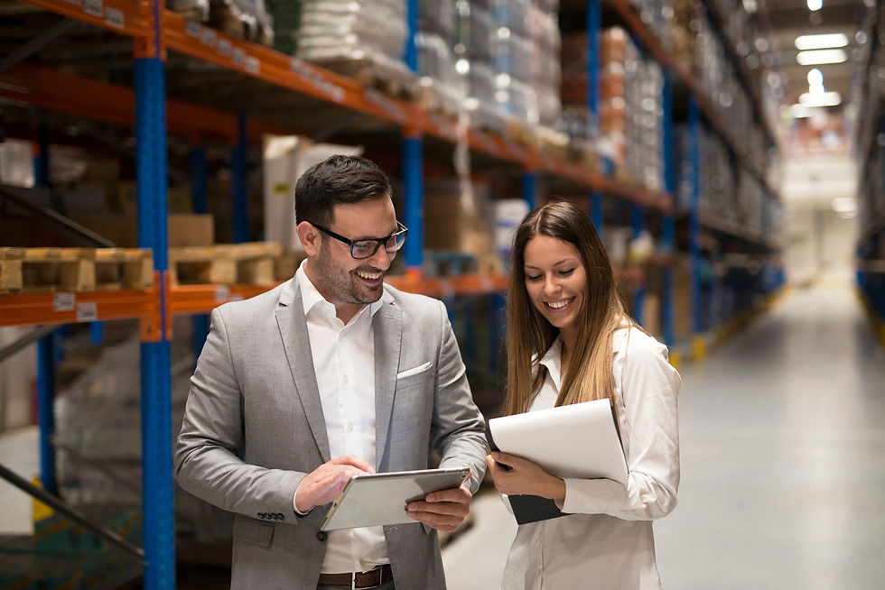 Quality audit taking place in a warehouse