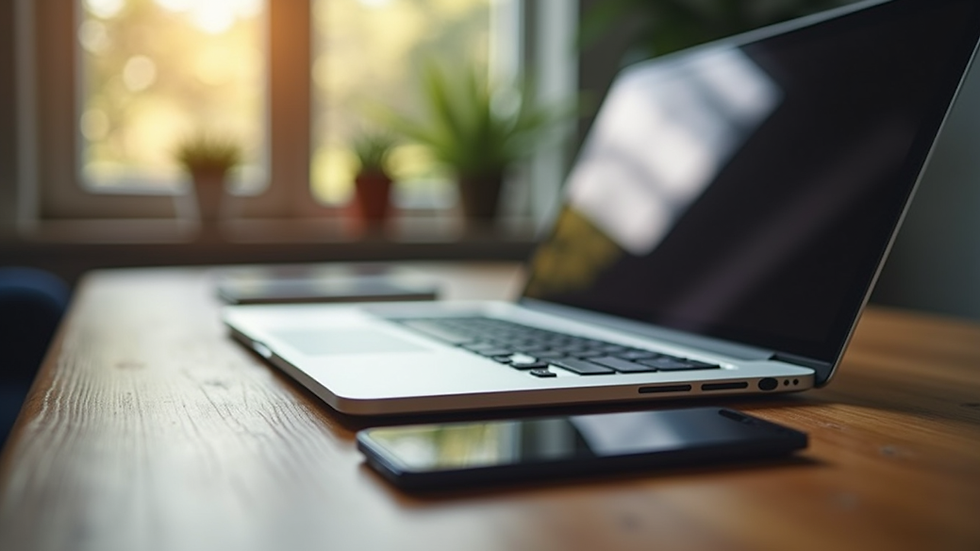 Close-up view of a modern laptop on a wooden table