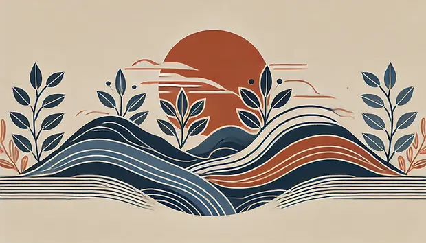 DALL·E 2024-12-18 08.55.48 - A landscape-oriented abstract design in navy blue and burnt o