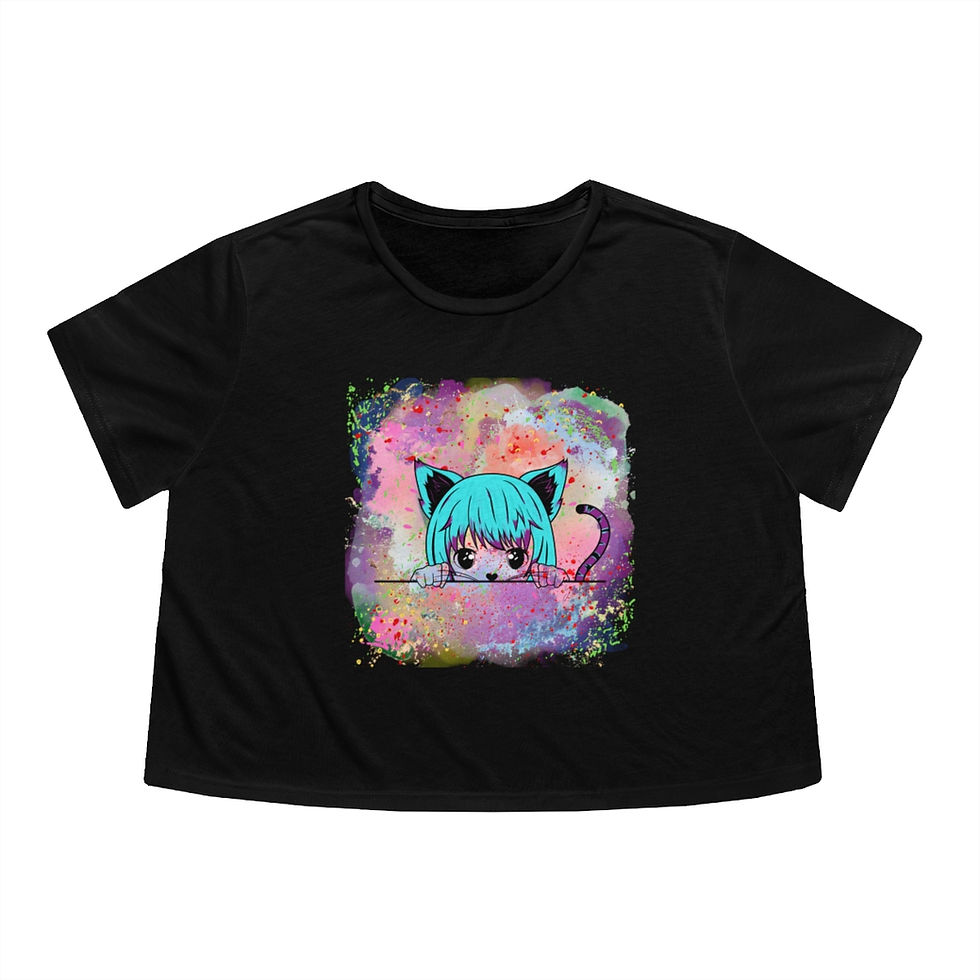 Thumbnail: Anime Pretty Kitty Cropped Tee - Flowy fit and tailored sleeve for effortless style and comfort.