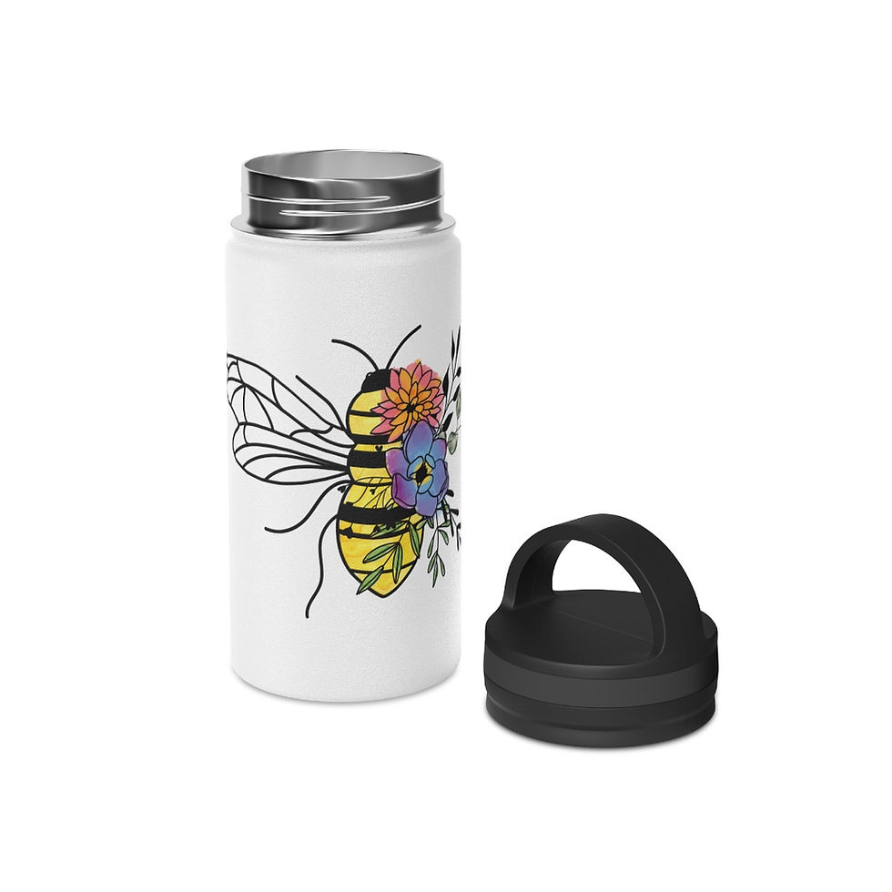 Thumbnail: The Bee Stainless Steel Water Bottle, Handle Lid