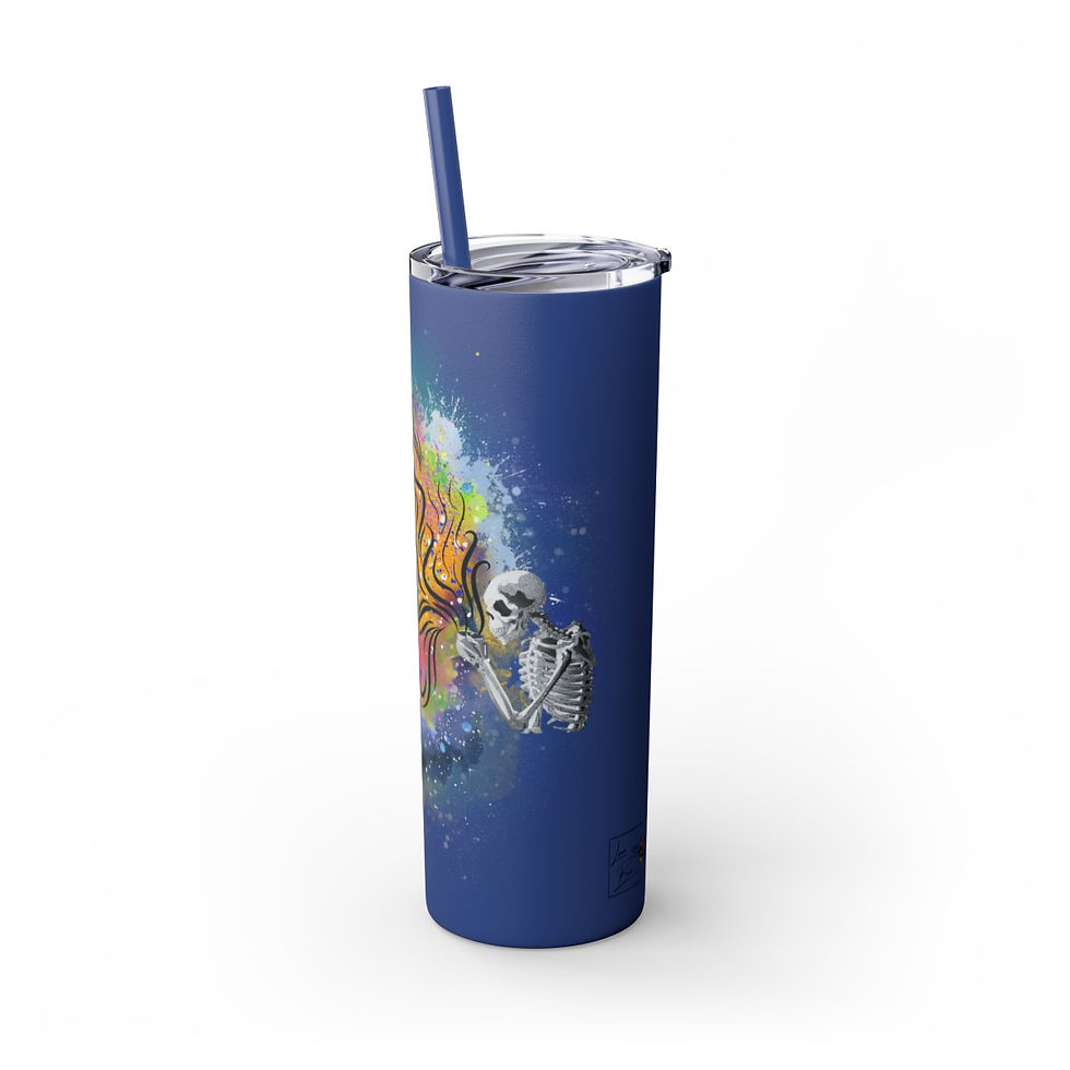 Thumbnail: Coffee or Death Skinny Tumbler with Straw, 20oz