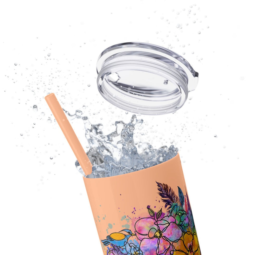 Thumbnail: Skinny Tumbler with Straw, 20oz - Crown of Glory Collection