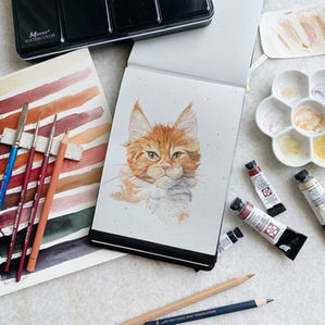 Watercolor Cat Pet Portrait