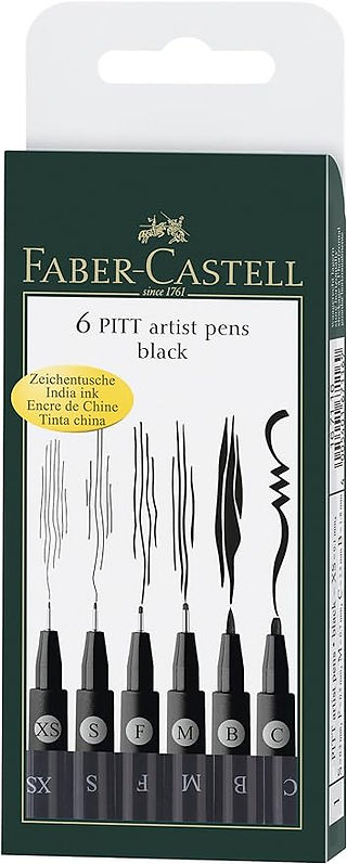 Faber Castell Pitt Artists Pen Set of 6