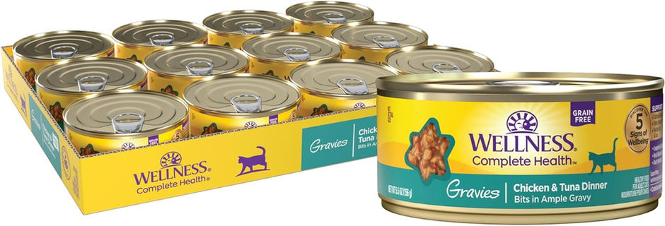 Wellness Complete Health Gravy Adult Wet Cat Food, Natural, Protein-Rich, Grain Free, 5.5 Ounce, 12 Pack