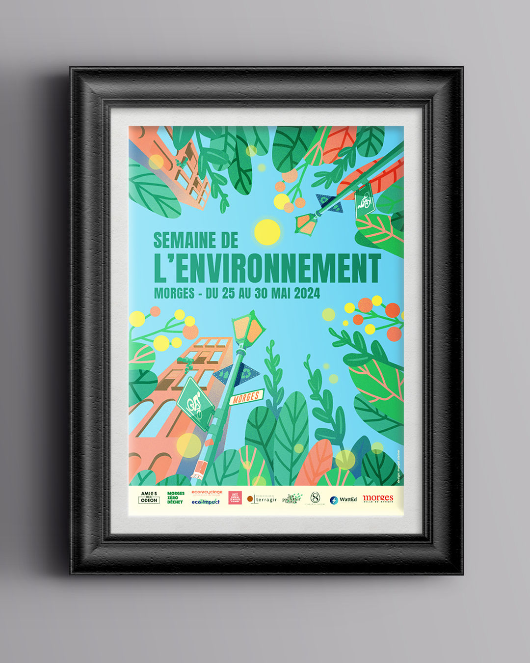 Affiche artisanale. Réalisation d’une affiche pour la semaine de l'environnement à Morges, dans un style illustratif et typographique.