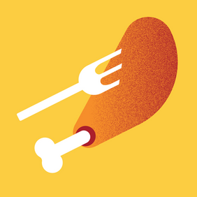 Séries d'illustrations alimentation bijoux vêtement cuisse de poulet