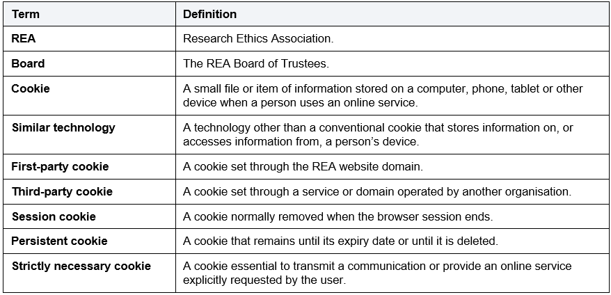 Cookies Policy - 3. Definitions