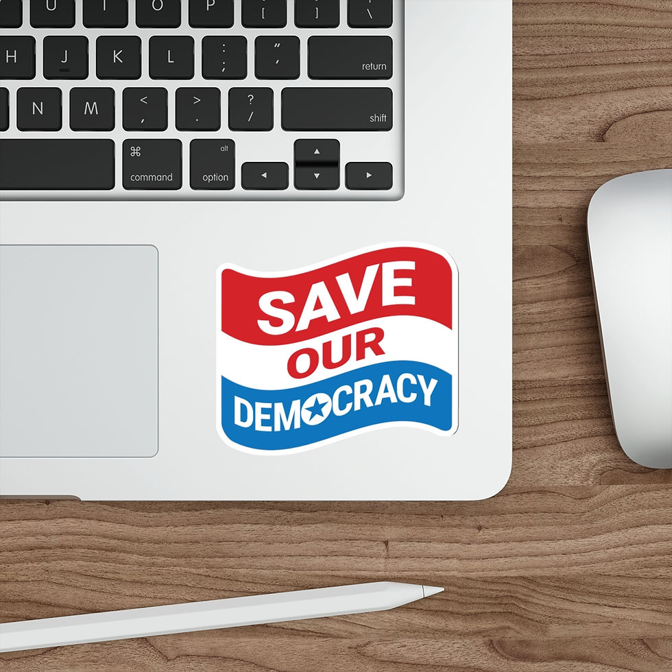 Thumbnail: Save Our Democracy sticker | Die-Cut Sticker - Red, White, and Blue Sticker