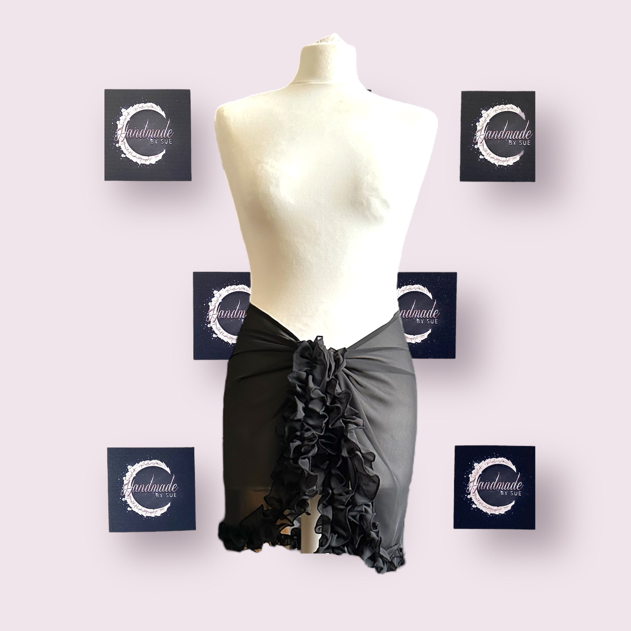 Black Short Ruffle Sarong