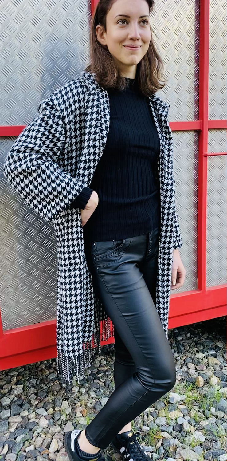 Miniature : Manteau pied de poule noir et blanc 