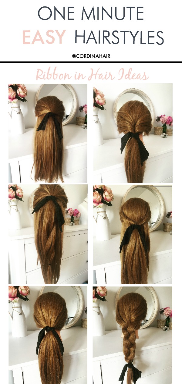 6 Quick And Easy Hairstyles Ideas Using Hair Bows Hair Ribbons