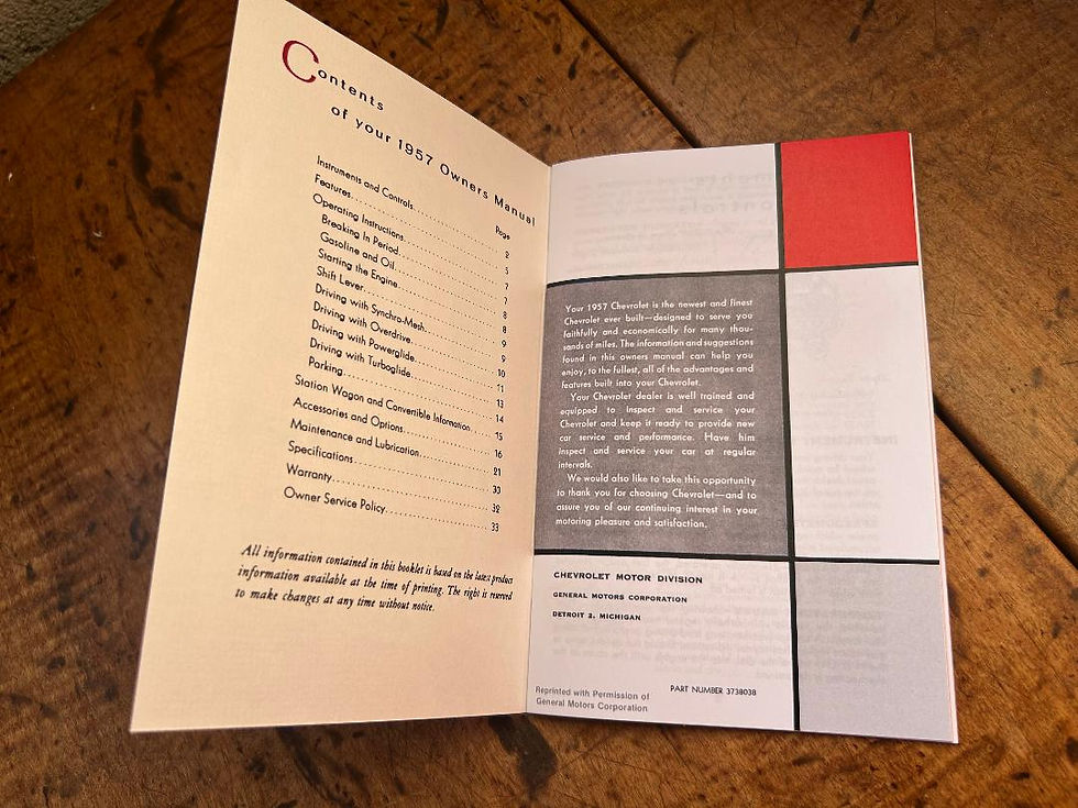 Thumbnail: 1957 Chevy Car Owner's Manual NEW