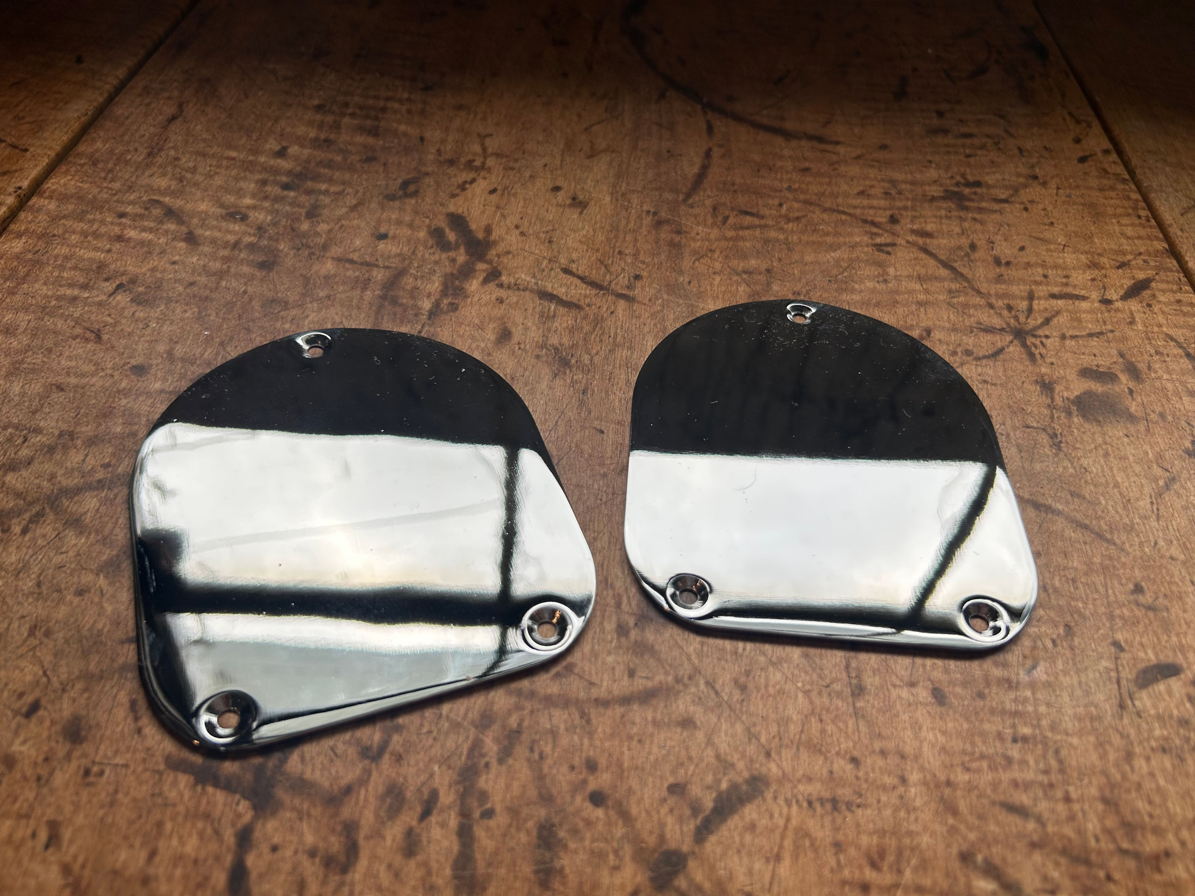 55 56 57 Chevy Wagon & Nomad Shock Cover Plates Pair Chrome NEW