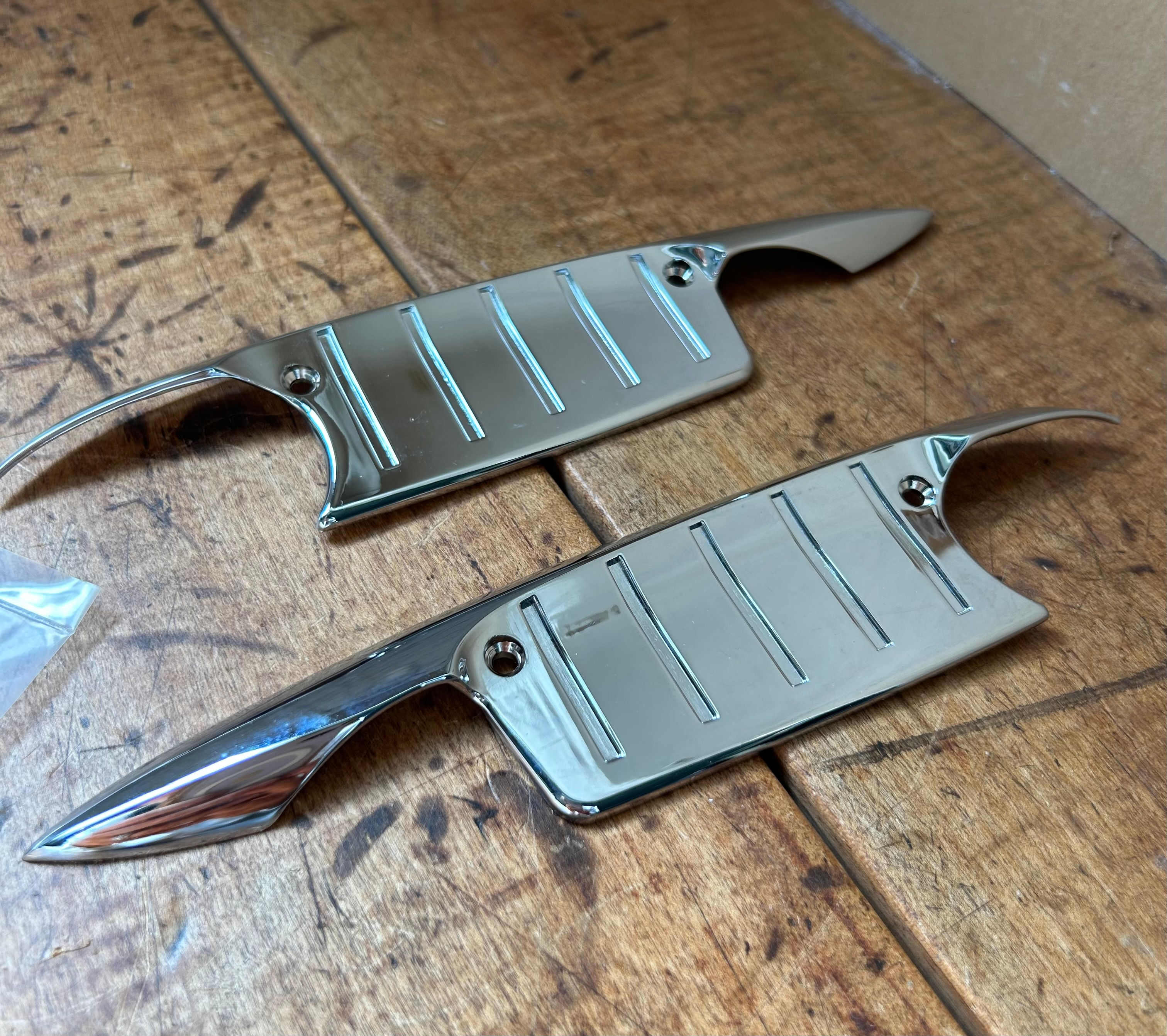 1957 Chevy Exterior Door Handle Scratch Guards Pair Chrome NEW