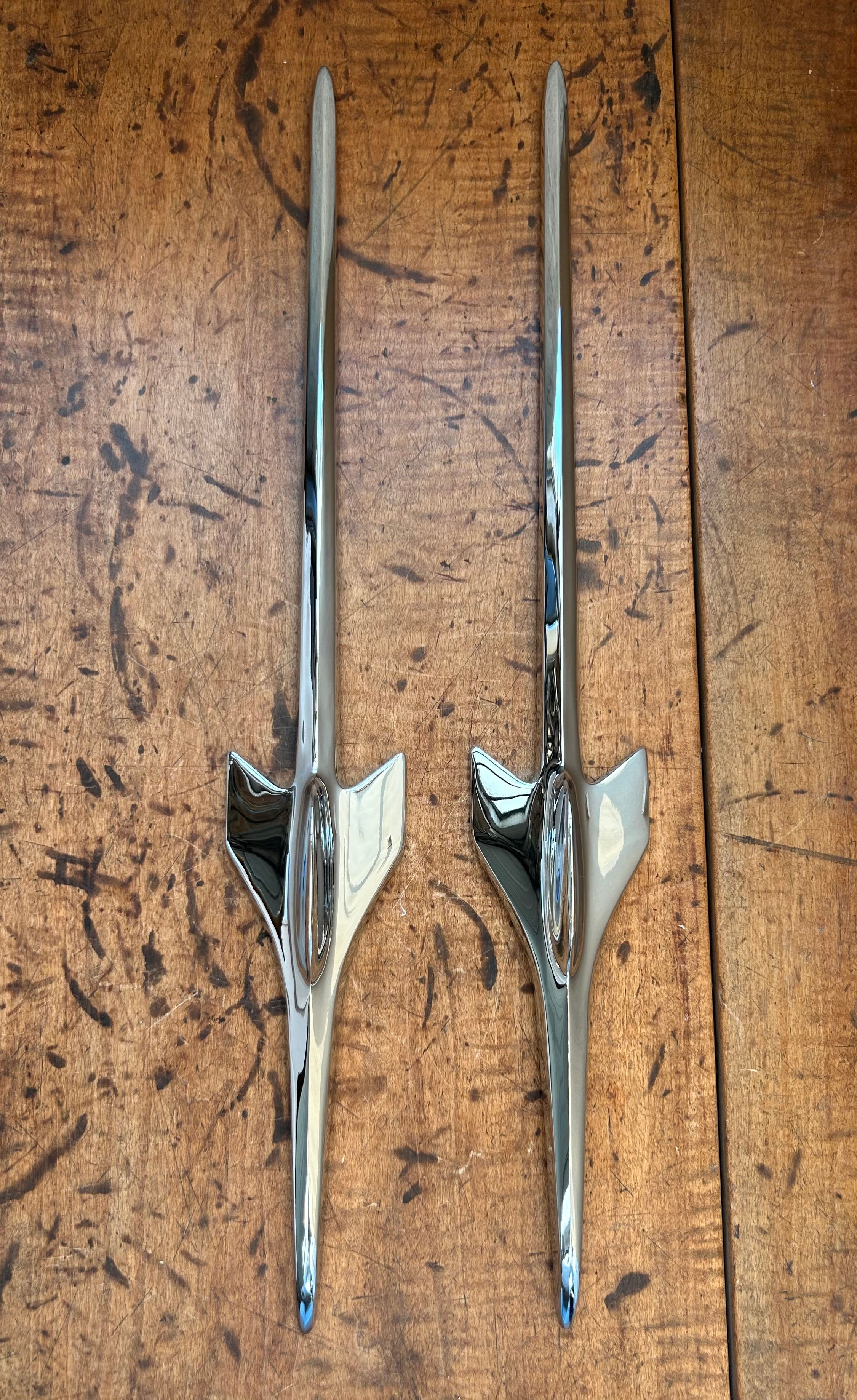 1956 Chevy Front Fender Birds w/Fasteners Chrome Pair NEW