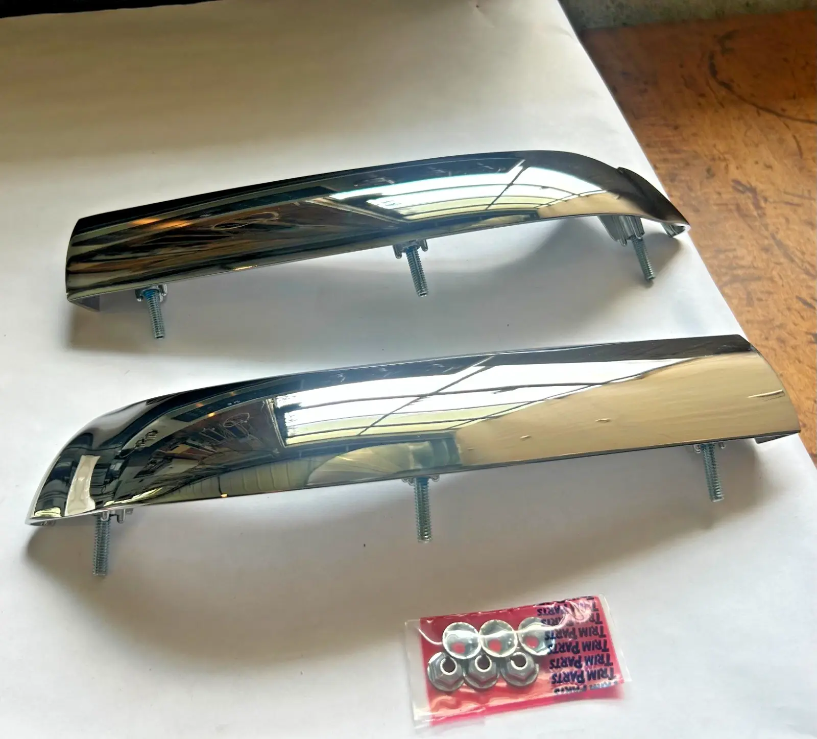 1957 Chevy Bel Air 210 150 Hood Bar Extensions Pair NEW Made in USA