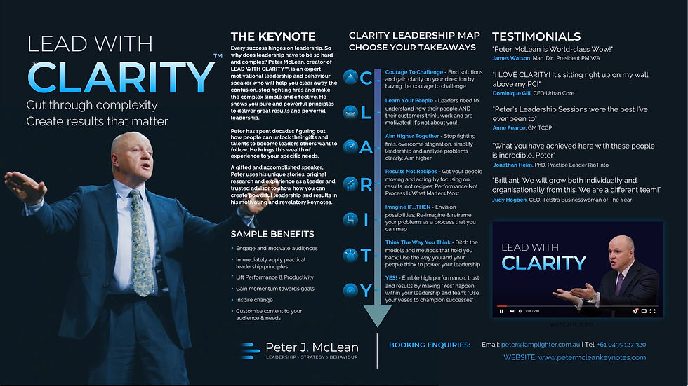 Peter J McLean - Lead With Clarity Keynotes - Mailout flyer - July 2026.jpg