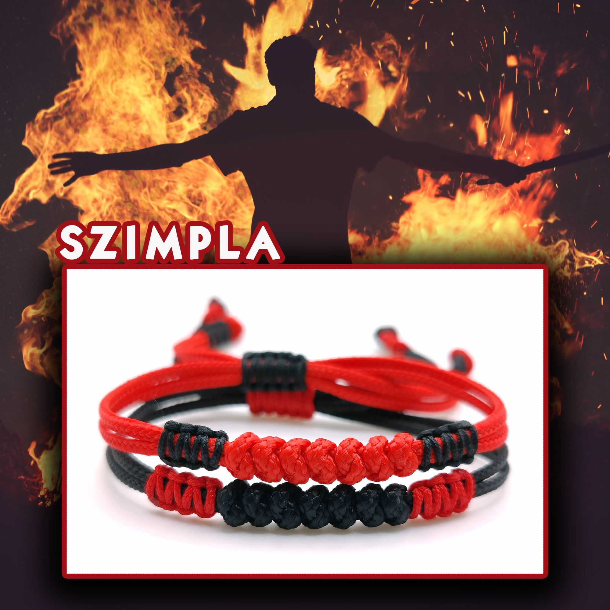 TŰZVARÁZSLÓ - 7 csomós védelmező kabbala karkötő