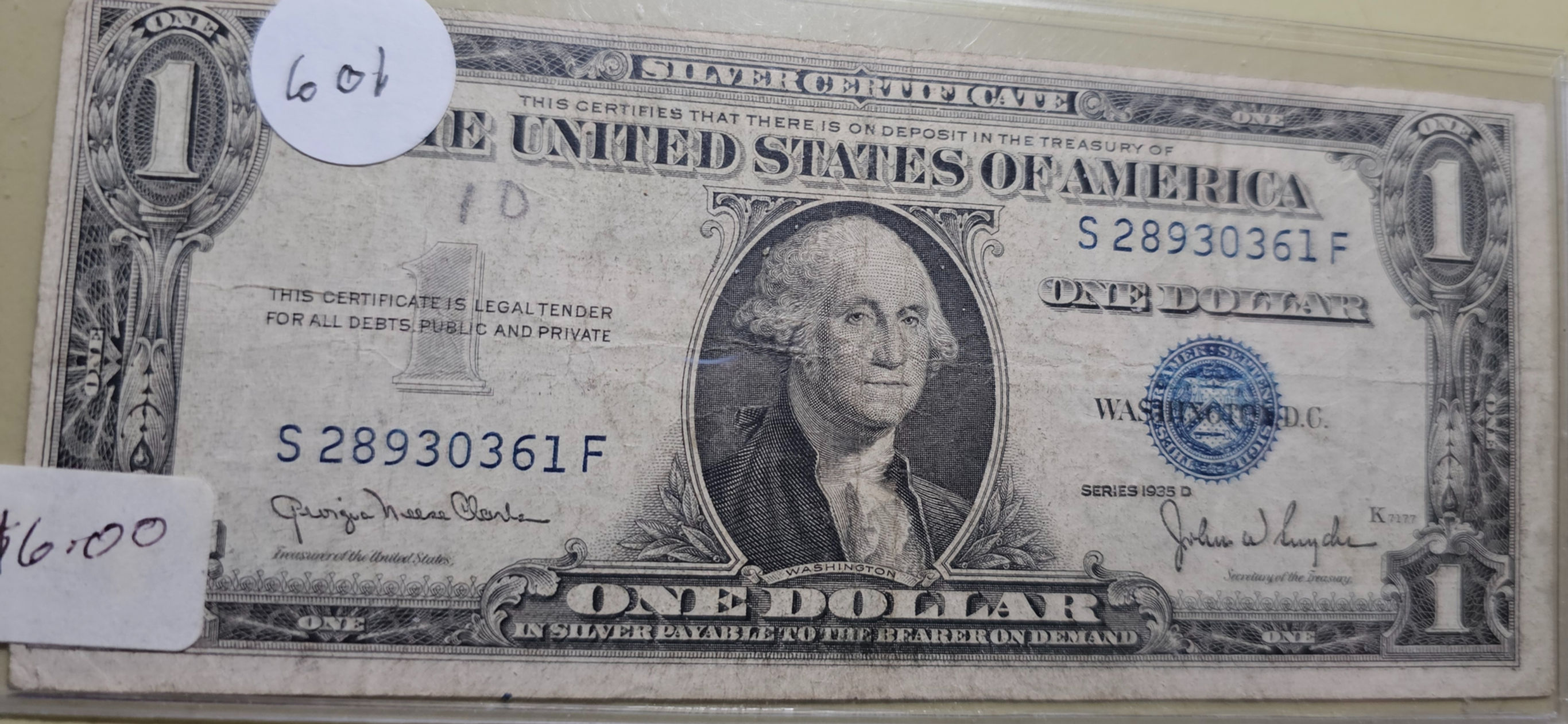 US Dollar Silver Cert