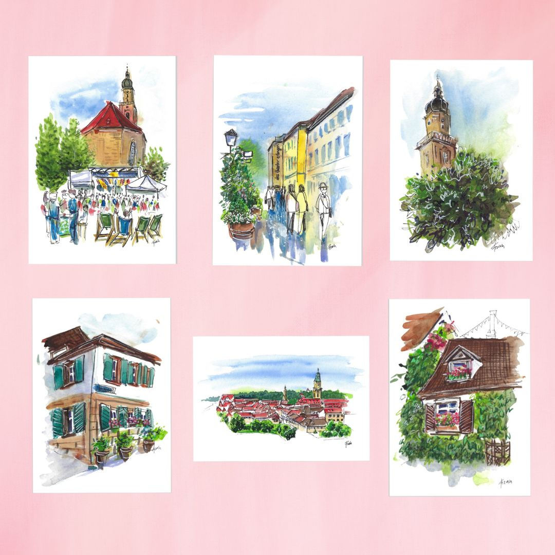 Postcards collection of Erlangen Artworks