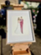 Personalized wedding couple illustration in watercolor, framed artwork based on photo