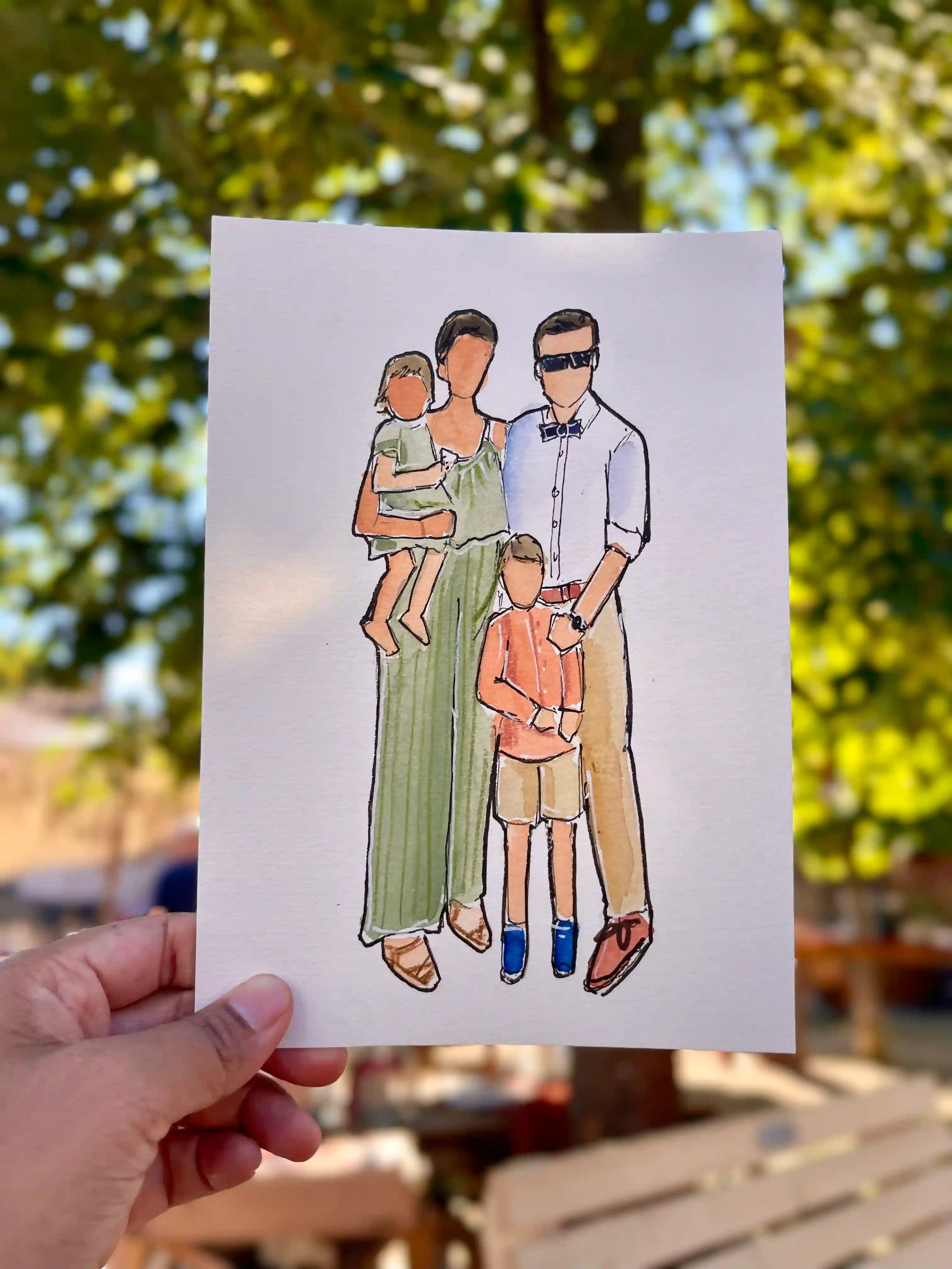 Live event painting Germany – watercolor guest portrait from a Bavarian wedding reception.